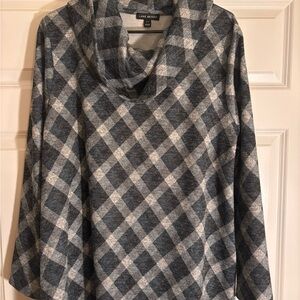 Lane Bryant Black and Gray Checkered Sweater